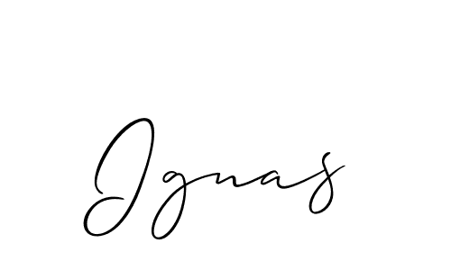 Make a beautiful signature design for name Ignas. With this signature (Allison_Script) style, you can create a handwritten signature for free. Ignas signature style 2 images and pictures png