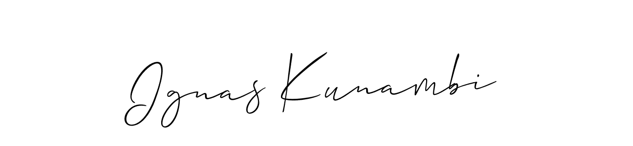 Similarly Allison_Script is the best handwritten signature design. Signature creator online .You can use it as an online autograph creator for name Ignas Kunambi. Ignas Kunambi signature style 2 images and pictures png