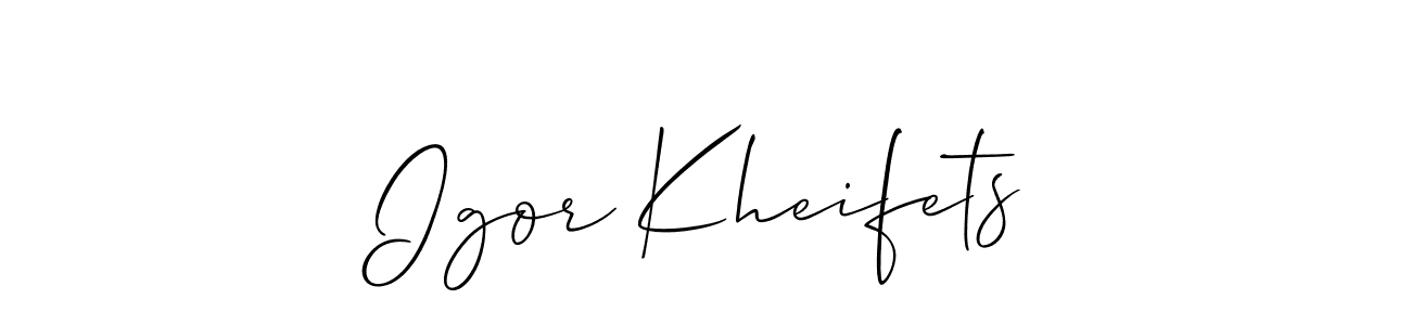 Allison_Script is a professional signature style that is perfect for those who want to add a touch of class to their signature. It is also a great choice for those who want to make their signature more unique. Get Igor Kheifets name to fancy signature for free. Igor Kheifets signature style 2 images and pictures png