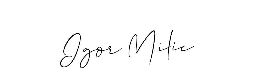 Igor Milic stylish signature style. Best Handwritten Sign (Allison_Script) for my name. Handwritten Signature Collection Ideas for my name Igor Milic. Igor Milic signature style 2 images and pictures png