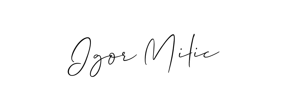 How to make Igor Milic signature? Allison_Script is a professional autograph style. Create handwritten signature for Igor Milic name. Igor Milic signature style 2 images and pictures png