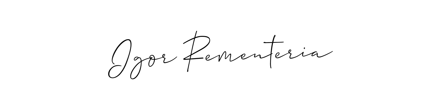 Allison_Script is a professional signature style that is perfect for those who want to add a touch of class to their signature. It is also a great choice for those who want to make their signature more unique. Get Igor Rementeria name to fancy signature for free. Igor Rementeria signature style 2 images and pictures png