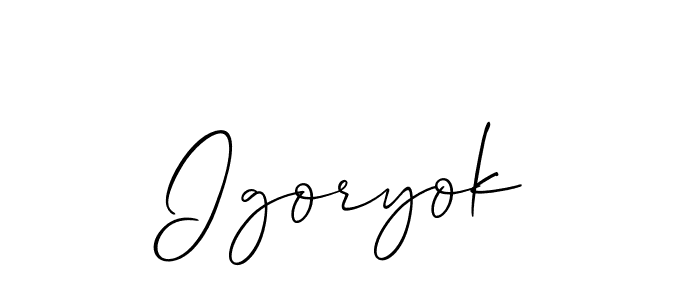 The best way (Allison_Script) to make a short signature is to pick only two or three words in your name. The name Igoryok include a total of six letters. For converting this name. Igoryok signature style 2 images and pictures png