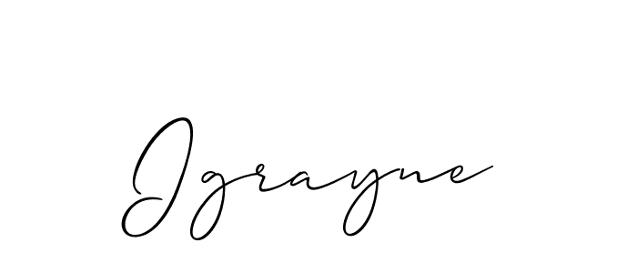 Design your own signature with our free online signature maker. With this signature software, you can create a handwritten (Allison_Script) signature for name Igrayne. Igrayne signature style 2 images and pictures png