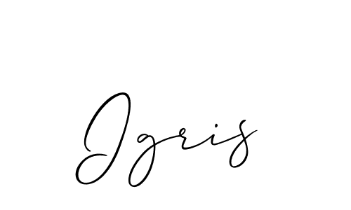 Use a signature maker to create a handwritten signature online. With this signature software, you can design (Allison_Script) your own signature for name Igris. Igris signature style 2 images and pictures png