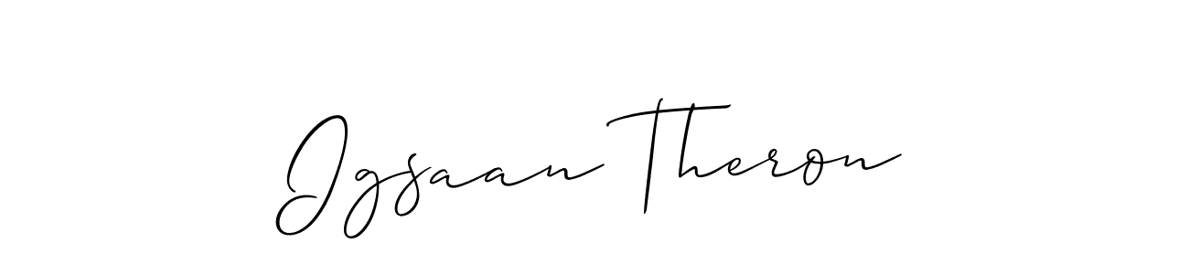Also You can easily find your signature by using the search form. We will create Igsaan Theron name handwritten signature images for you free of cost using Allison_Script sign style. Igsaan Theron signature style 2 images and pictures png