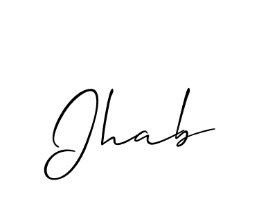 You should practise on your own different ways (Allison_Script) to write your name (Ihab) in signature. don't let someone else do it for you. Ihab signature style 2 images and pictures png