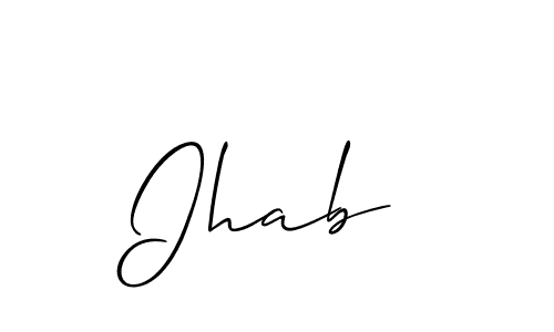 It looks lik you need a new signature style for name Ihab . Design unique handwritten (Allison_Script) signature with our free signature maker in just a few clicks. Ihab  signature style 2 images and pictures png