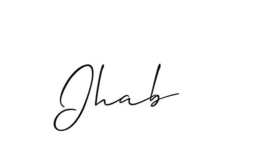How to Draw Ihab  signature style? Allison_Script is a latest design signature styles for name Ihab . Ihab  signature style 2 images and pictures png