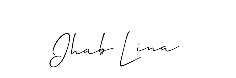 How to make Ihab Lina name signature. Use Allison_Script style for creating short signs online. This is the latest handwritten sign. Ihab Lina signature style 2 images and pictures png