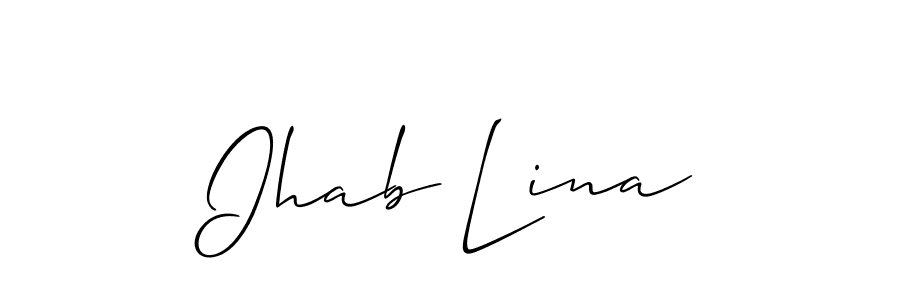 How to make Ihab Lina name signature. Use Allison_Script style for creating short signs online. This is the latest handwritten sign. Ihab Lina signature style 2 images and pictures png