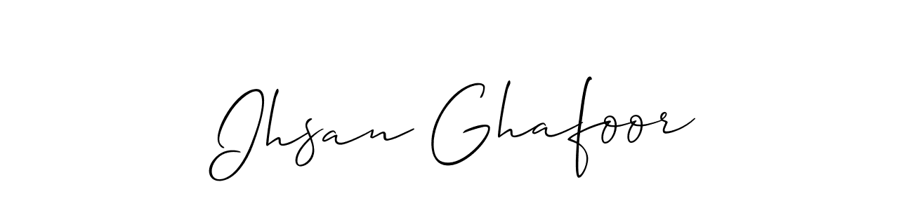 if you are searching for the best signature style for your name Ihsan Ghafoor. so please give up your signature search. here we have designed multiple signature styles  using Allison_Script. Ihsan Ghafoor signature style 2 images and pictures png