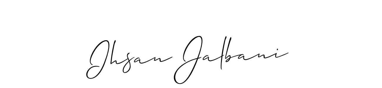 You should practise on your own different ways (Allison_Script) to write your name (Ihsan Jalbani) in signature. don't let someone else do it for you. Ihsan Jalbani signature style 2 images and pictures png