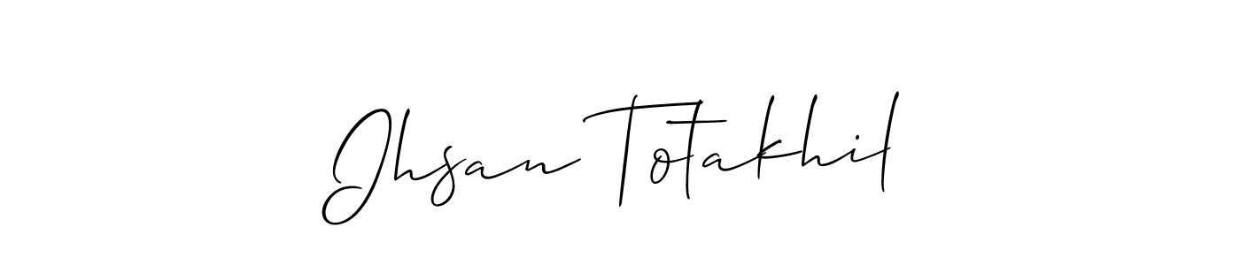 Check out images of Autograph of Ihsan Totakhil name. Actor Ihsan Totakhil Signature Style. Allison_Script is a professional sign style online. Ihsan Totakhil signature style 2 images and pictures png