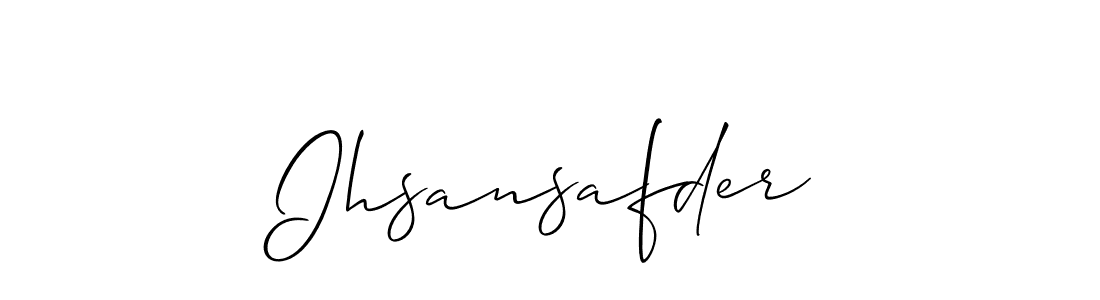 This is the best signature style for the Ihsansafder name. Also you like these signature font (Allison_Script). Mix name signature. Ihsansafder signature style 2 images and pictures png