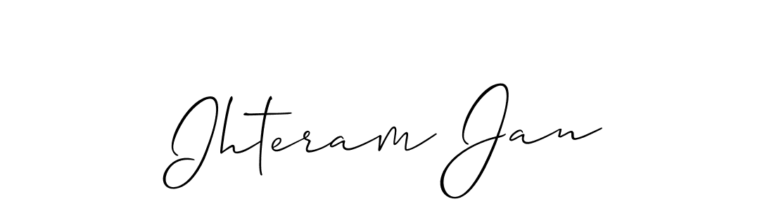 Allison_Script is a professional signature style that is perfect for those who want to add a touch of class to their signature. It is also a great choice for those who want to make their signature more unique. Get Ihteram Jan name to fancy signature for free. Ihteram Jan signature style 2 images and pictures png