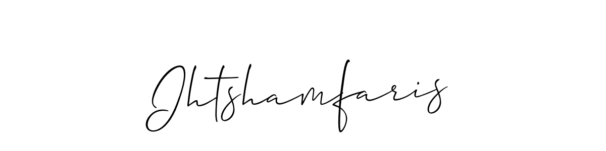 Also You can easily find your signature by using the search form. We will create Ihtshamfaris name handwritten signature images for you free of cost using Allison_Script sign style. Ihtshamfaris signature style 2 images and pictures png
