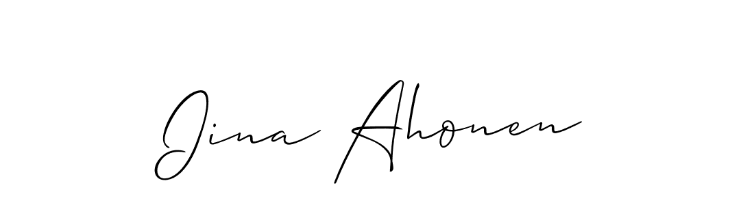 This is the best signature style for the Iina Ahonen name. Also you like these signature font (Allison_Script). Mix name signature. Iina Ahonen signature style 2 images and pictures png