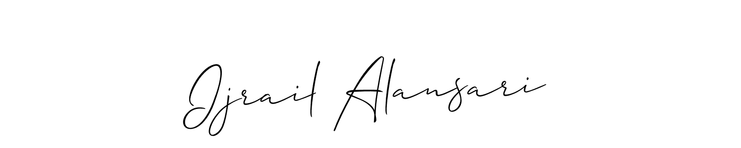 You should practise on your own different ways (Allison_Script) to write your name (Ijrail Alansari) in signature. don't let someone else do it for you. Ijrail Alansari signature style 2 images and pictures png