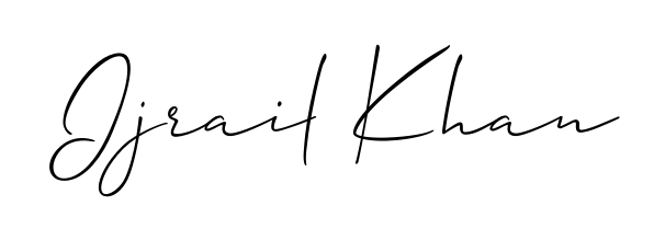 Personalize your online presence with Ijrail Khan signature rendered in elegant Allison_Script font. Great for website footers and blogs. Ijrail Khan signature style 2 images and pictures png