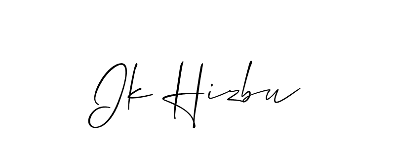 How to make Ik Hizbu name signature. Use Allison_Script style for creating short signs online. This is the latest handwritten sign. Ik Hizbu signature style 2 images and pictures png
