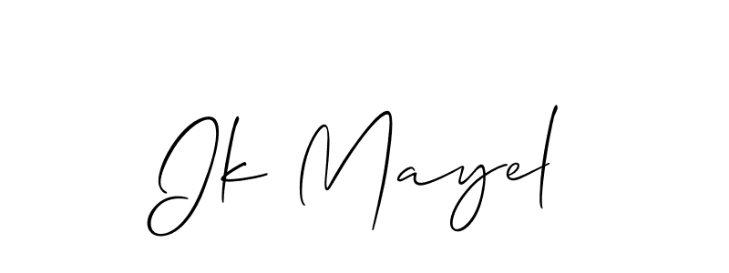 Create a beautiful signature design for name Ik Mayel. With this signature (Allison_Script) fonts, you can make a handwritten signature for free. Ik Mayel signature style 2 images and pictures png