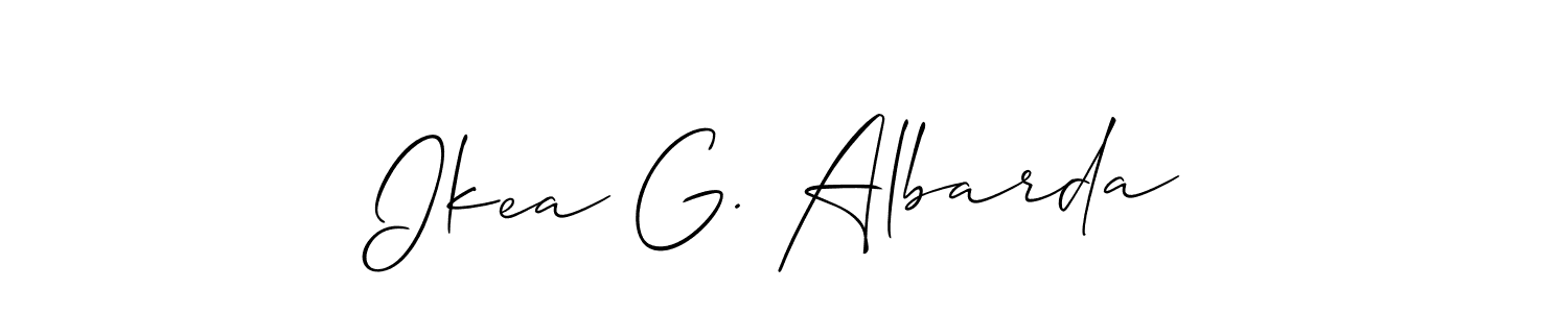 This is the best signature style for the Ikea G. Albarda name. Also you like these signature font (Allison_Script). Mix name signature. Ikea G. Albarda signature style 2 images and pictures png