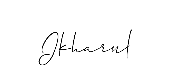 How to Draw Ikharul signature style? Allison_Script is a latest design signature styles for name Ikharul. Ikharul signature style 2 images and pictures png