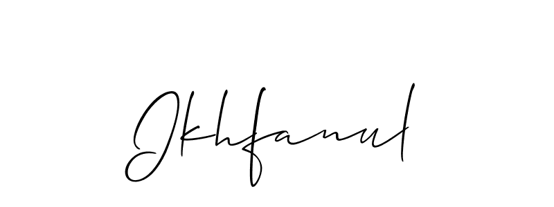 Also we have Ikhfanul name is the best signature style. Create professional handwritten signature collection using Allison_Script autograph style. Ikhfanul signature style 2 images and pictures png