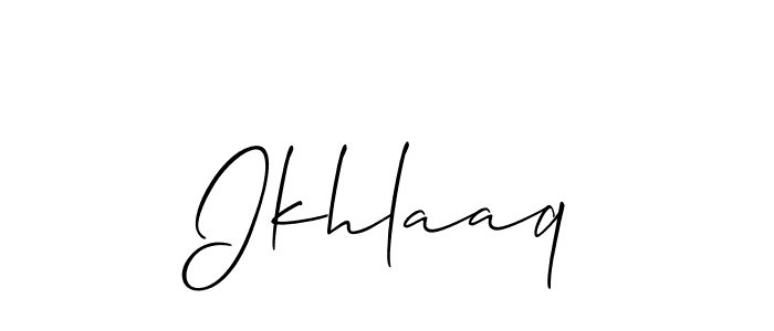 How to make Ikhlaaq signature? Allison_Script is a professional autograph style. Create handwritten signature for Ikhlaaq name. Ikhlaaq signature style 2 images and pictures png