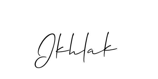 if you are searching for the best signature style for your name Ikhlak. so please give up your signature search. here we have designed multiple signature styles  using Allison_Script. Ikhlak signature style 2 images and pictures png