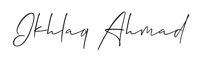 Transform the name Ikhlaq Ahmad into a signature masterpiece using Allison_Script font. Ideal for photographers, artists, and creators looking for watermarks. Ikhlaq Ahmad signature style 2 images and pictures png