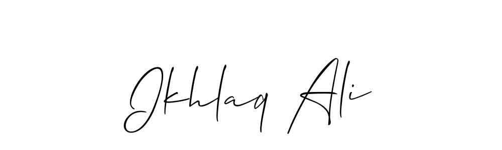 Ikhlaq Ali stylish signature style. Best Handwritten Sign (Allison_Script) for my name. Handwritten Signature Collection Ideas for my name Ikhlaq Ali. Ikhlaq Ali signature style 2 images and pictures png