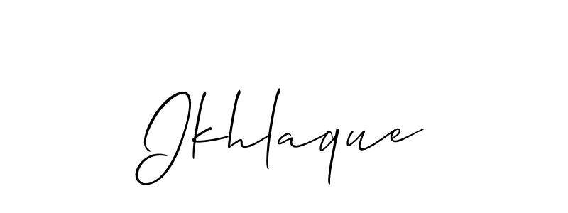 Ikhlaque stylish signature style. Best Handwritten Sign (Allison_Script) for my name. Handwritten Signature Collection Ideas for my name Ikhlaque. Ikhlaque signature style 2 images and pictures png