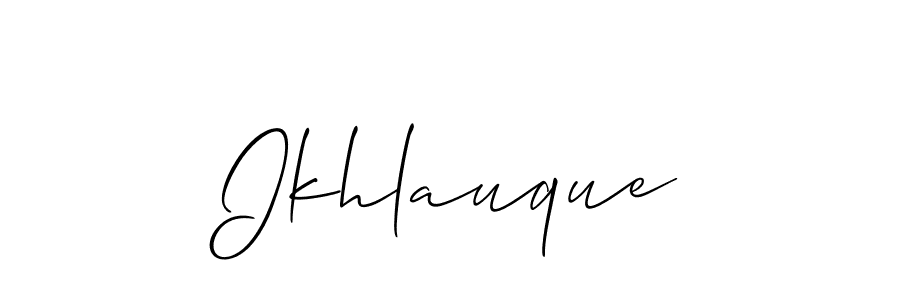 Create a beautiful signature design for name Ikhlauque. With this signature (Allison_Script) fonts, you can make a handwritten signature for free. Ikhlauque signature style 2 images and pictures png