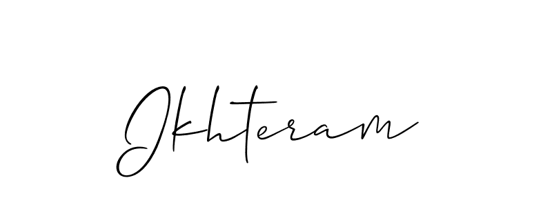 Use a signature maker to create a handwritten signature online. With this signature software, you can design (Allison_Script) your own signature for name Ikhteram. Ikhteram signature style 2 images and pictures png