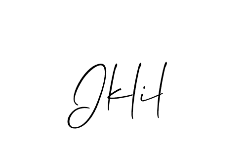 How to make Iklil name signature. Use Allison_Script style for creating short signs online. This is the latest handwritten sign. Iklil signature style 2 images and pictures png