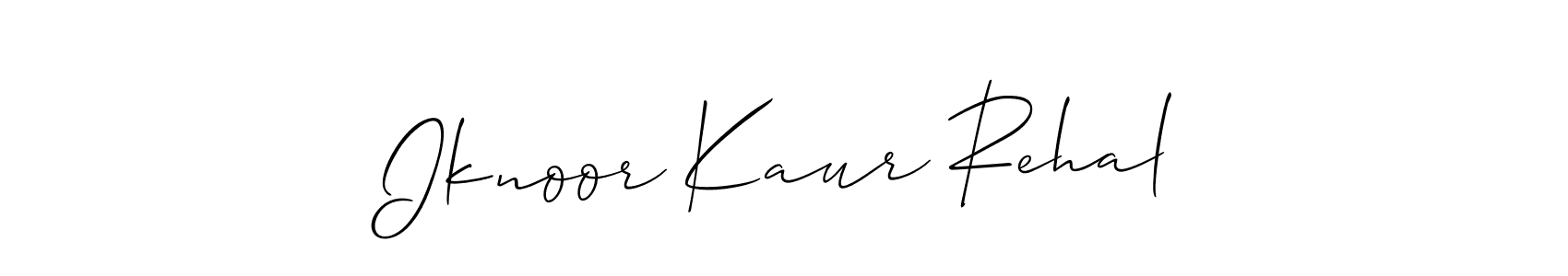 if you are searching for the best signature style for your name Iknoor Kaur Rehal. so please give up your signature search. here we have designed multiple signature styles  using Allison_Script. Iknoor Kaur Rehal signature style 2 images and pictures png