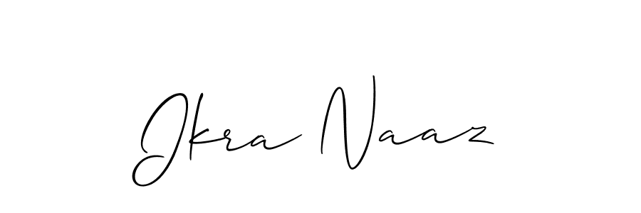 Also You can easily find your signature by using the search form. We will create Ikra Naaz name handwritten signature images for you free of cost using Allison_Script sign style. Ikra Naaz signature style 2 images and pictures png