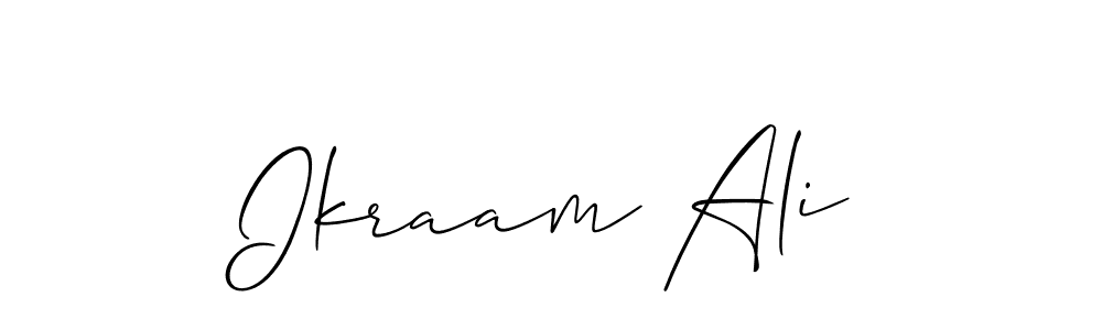 Use a signature maker to create a handwritten signature online. With this signature software, you can design (Allison_Script) your own signature for name Ikraam Ali. Ikraam Ali signature style 2 images and pictures png