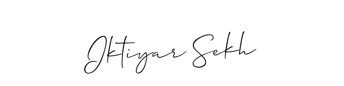 It looks lik you need a new signature style for name Iktiyar Sekh. Design unique handwritten (Allison_Script) signature with our free signature maker in just a few clicks. Iktiyar Sekh signature style 2 images and pictures png