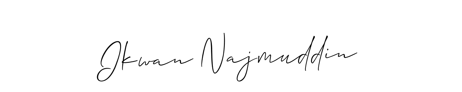 if you are searching for the best signature style for your name Ikwan Najmuddin. so please give up your signature search. here we have designed multiple signature styles  using Allison_Script. Ikwan Najmuddin signature style 2 images and pictures png