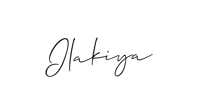 Create a beautiful signature design for name Ilakiya. With this signature (Allison_Script) fonts, you can make a handwritten signature for free. Ilakiya signature style 2 images and pictures png