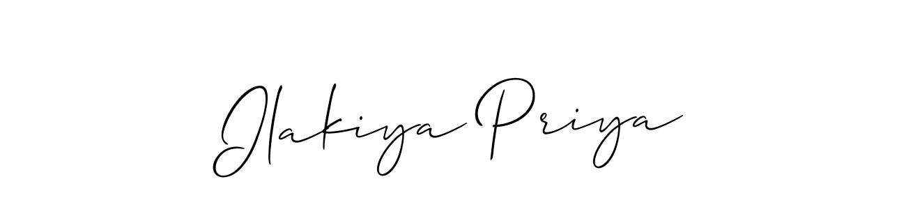 You should practise on your own different ways (Allison_Script) to write your name (Ilakiya Priya) in signature. don't let someone else do it for you. Ilakiya Priya signature style 2 images and pictures png