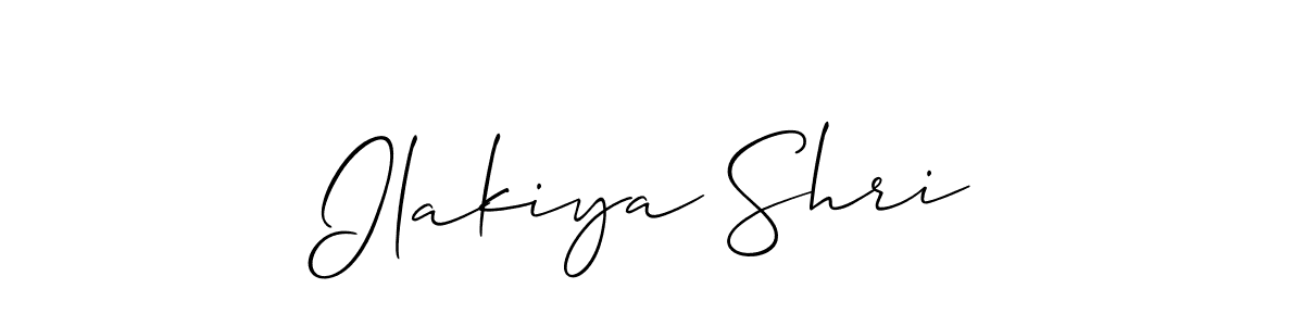 Allison_Script is a professional signature style that is perfect for those who want to add a touch of class to their signature. It is also a great choice for those who want to make their signature more unique. Get Ilakiya Shri name to fancy signature for free. Ilakiya Shri signature style 2 images and pictures png