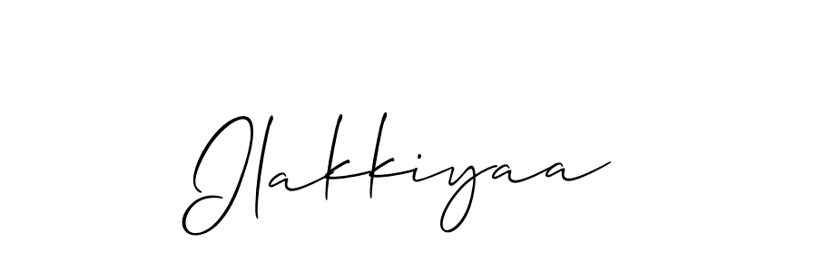 Use a signature maker to create a handwritten signature online. With this signature software, you can design (Allison_Script) your own signature for name Ilakkiyaa. Ilakkiyaa signature style 2 images and pictures png