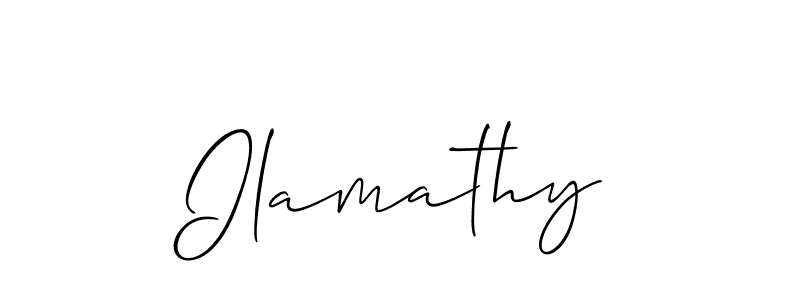 Make a beautiful signature design for name Ilamathy. With this signature (Allison_Script) style, you can create a handwritten signature for free. Ilamathy signature style 2 images and pictures png