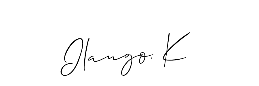 It looks lik you need a new signature style for name Ilango. K. Design unique handwritten (Allison_Script) signature with our free signature maker in just a few clicks. Ilango. K signature style 2 images and pictures png