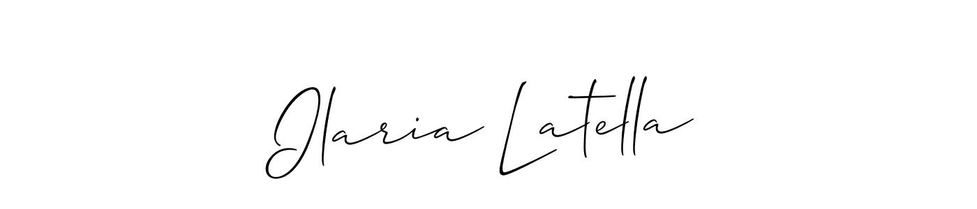 The best way (Allison_Script) to make a short signature is to pick only two or three words in your name. The name Ilaria Latella include a total of six letters. For converting this name. Ilaria Latella signature style 2 images and pictures png