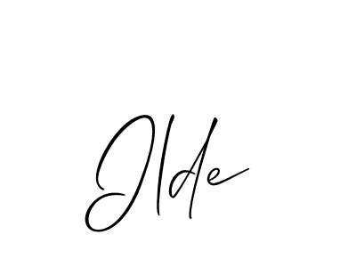 The best way (Allison_Script) to make a short signature is to pick only two or three words in your name. The name Ilde include a total of six letters. For converting this name. Ilde signature style 2 images and pictures png